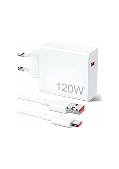120w Şarj Aleti Hızlı Çift Turbo Şarj Aleti Seti Beyaz 54195721