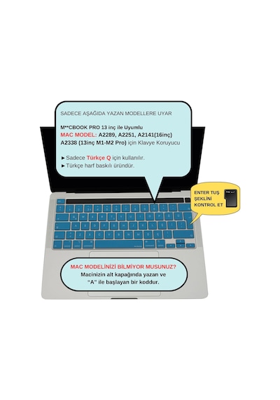 Macbook Pro Türkçe Q Klavye Koruyucu Eu Uk Iso Enter A2338 M1 M2 A2251 A2289 A2141 Uyumlu İnce