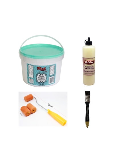 Rich Multi Surface Boya 3.5 Kg. Antik Beyaz +Boyama Seti Rich Multi Surface Boya 3.5 Kg. Antik Beyaz +Boyama Seti