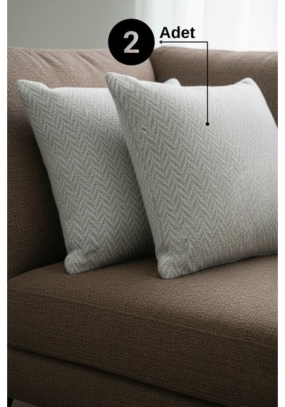 Chevron Bohem Dekoratif Punch Yastık Kırlent Kılıfı Açık Gri 45 x 45