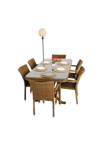 Peter 90x180 Rattan Bahçe Masa Takımı Rehome Peter 90x180 Rattan Bahçe Masa Takımı Rehome
