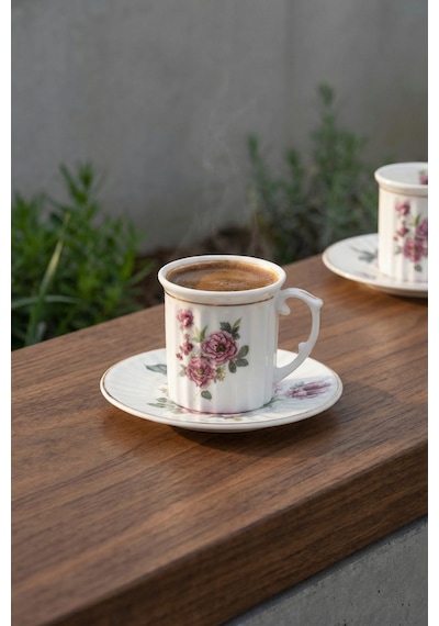 Margot 6 Kişilik Porselen Kahve Fincan Takımı - 100 Ml Renkli