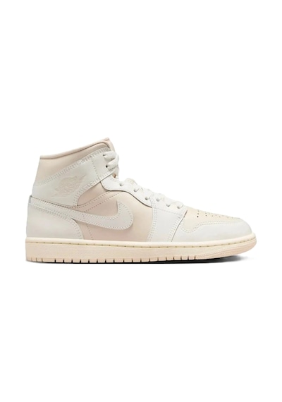 Nike Air Jordan 1 Mid Unisex Leather Sneaker Hakiki Deri Bilekli Günlük Spor Ayakkabı Krem Krem