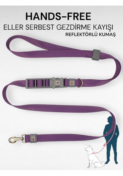 Caramelos Hands-free Eller Serbest Gezdirme Kayışı- Köpek Gezdirme Kayışı - Eller Serbest- Köpek Gezdirme İpi Lila