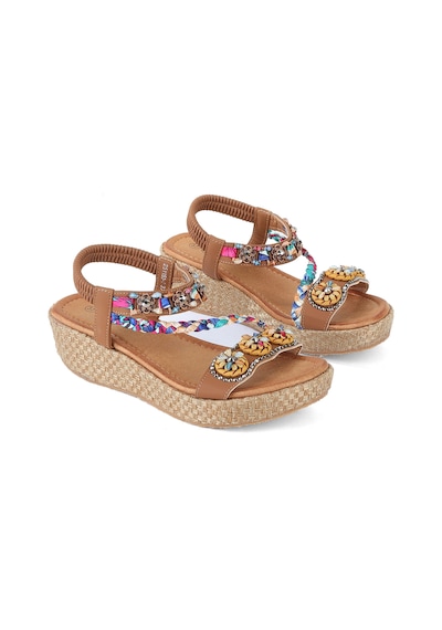 Vojo Daisy Rahat Taban Taş Boncuk Detaylı Kadın Sandalet 267800001858 13 Taba Taba