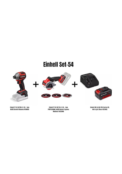 Einhell Set-54 Einhell Tp-cı 18/250-c Li Bl - Solo Akülü Darbeli Vidalama+einhell Tp-co 18/76-c Li Bl - Solo Professıonal Akülü Kesme Taşlama Makines
