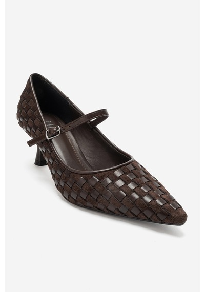 Luvi Shoes Rhodes Kahverengi Örgülü Kadın Kısa Topuklu Ayakkabı Luvi Shoes Rhodes Kahverengi Örgülü Kadın Kısa Topuklu Ayakkabı