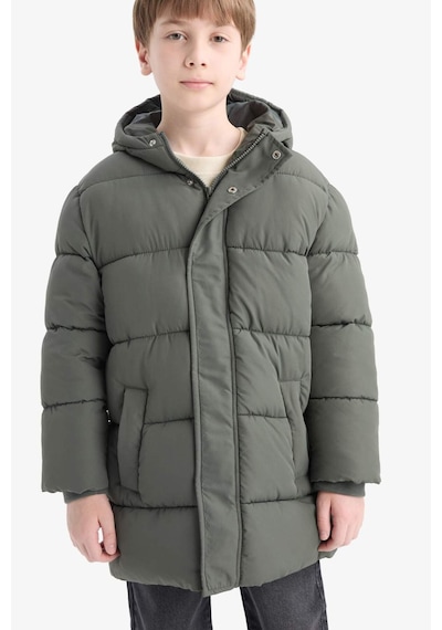 Defacto Su İtici Kapüşonlu Fermuarlı Haki Erkek Çocuk Parka C8782a8/kh493 Haki