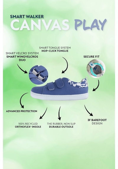 Smart Walker Canvas Play Eco Menekşe Barefoot Çocuk Ayakkabı