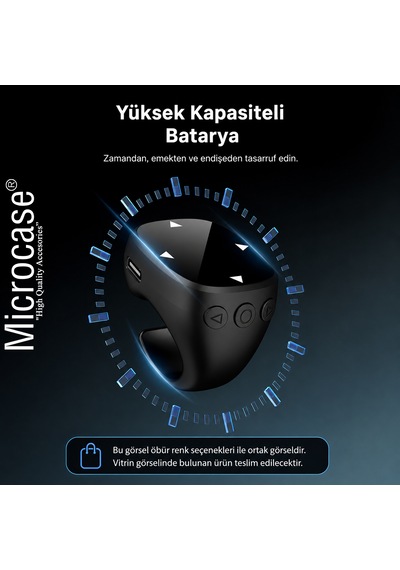 Bluetooth Kumandalı Uzaktan Kontrol Tiktok Kaydırma Kamera Ve Sayfa Çevirme Özellikli Yüzük Siyah Al5767