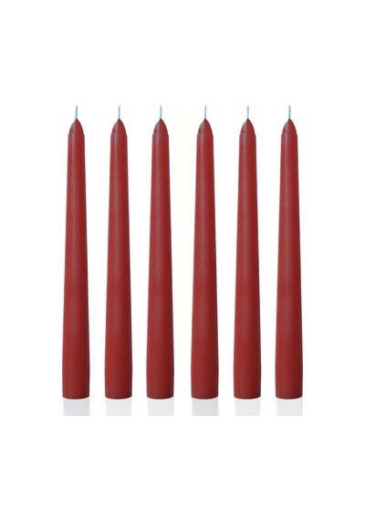 6 Lı Kısa Bordo Konik Şamdan Mum Yükseklik 18 Cm Bordo
