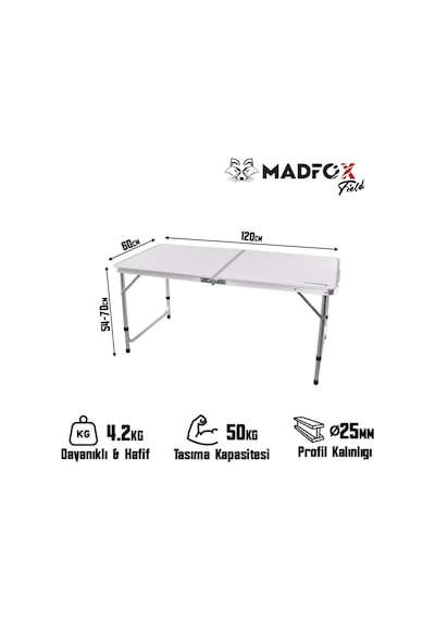 Madfox Field Katlanır Kamp Masası Beyaz