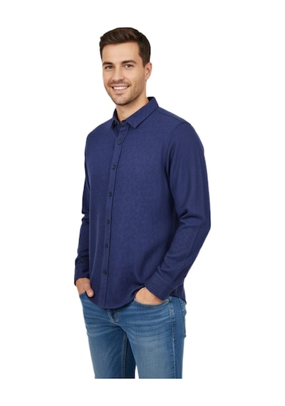 Raymons Erkek Spor Silim Fit Dokuma Gömlek Bgl-st04946 Indigo