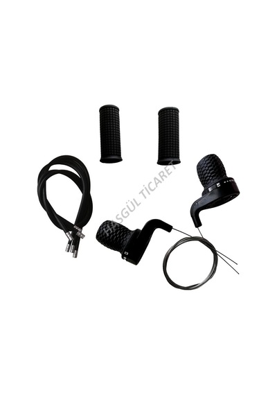 HSGL BİSİKLET SİYAH VİTES KOLU SET NOKTALI 3X7 Mavi - Beyaz