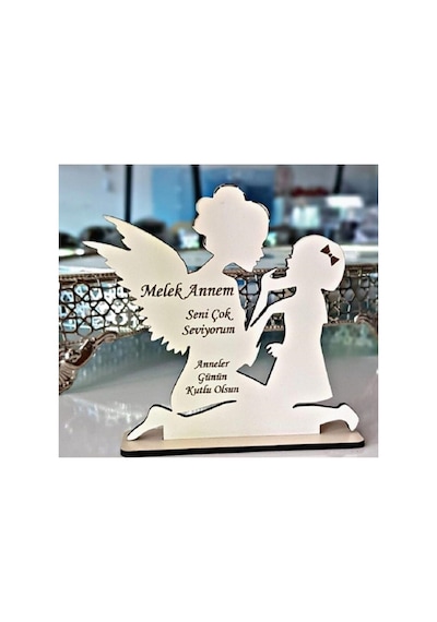 Anneler Günü Hediyelik Plaket Melek Anne Çocuk Şekilli Plaket Melek Silüeti Anne Kız Plaket