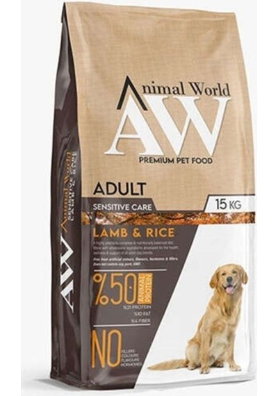 Animal World Sensitive  Lamb Rice Kuzu Etli Köpek Maması 15 KG