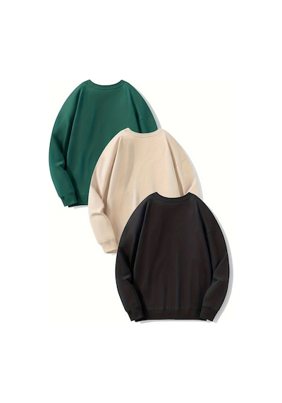 Uyguntarz 3'lu Paket Oversize Sweatshirt Bej