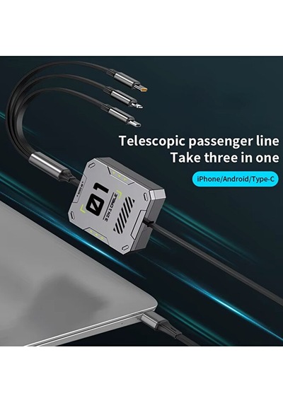 3in1 100w Geri Çekilebilir Hızlı Şarj Kablosu 120cm Usb To Ty