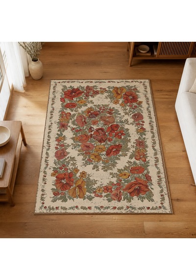 Kartela Halı Karabağ Halı Jüt Taban Dokuma Halı Bej - 180 X 270 Cm