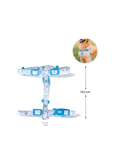 Swissplus Urban Paws Blue Batic Geri Dönüştürülmüş H-tipi Köpek Göğüs Tasması Pembe - Pudra