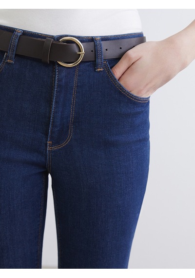Lcw Jeans İndigo Beli Kemerli Mercury Skinny Fit Kadın Jean Pantolon