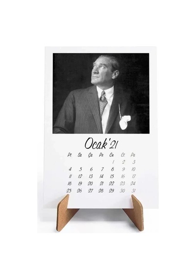 Atatürk Fotoğraflı 2027 Masa Takvimi - Siyah Beyaz