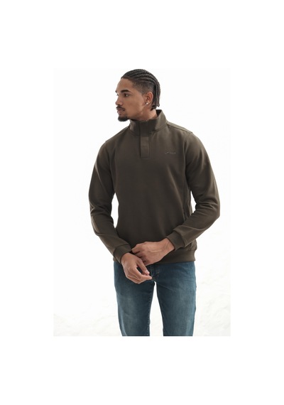 Boğazlı Sweatshirt Haki