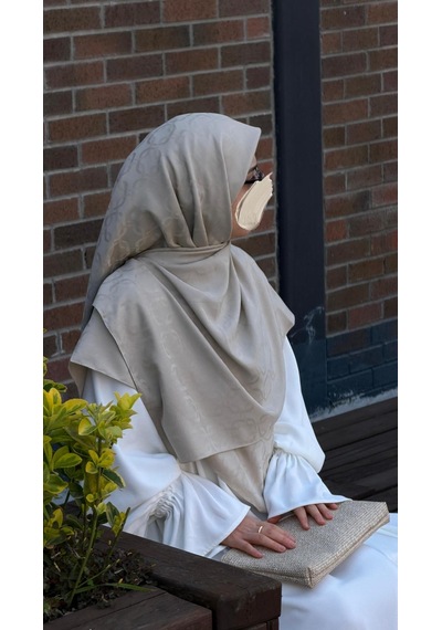Qalortex Scarf Premium Jakarlı Mira B.boy Eşarp - Taş