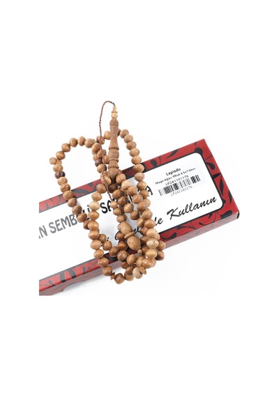 Mango Ağacı 99luk Tekerlek Kesim 7.5x6.5mm Namaz Tesbihi Bej