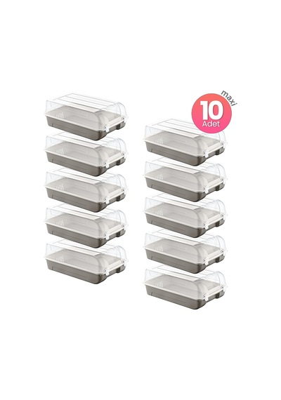 10'lu Set Erkek Ayakkabı Saklama Kutusu Şeffaf Kapaklı Akıllı Kilit Sistemli Terra Diğer