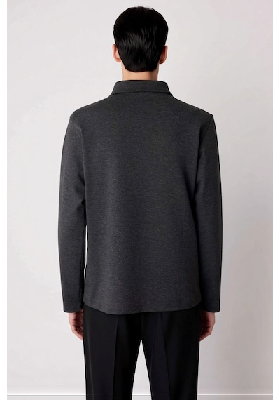 Benerly Erkek Polo Yaka Fermuarlı Standart Kol Sweatshirt Fonksiyonel Day Antrasit