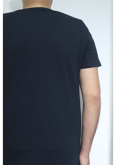 Santa Dmctekstil Erkek Düz Spor Kesim Dar Kalıp Bisiklet Yaka Battal T-shirt Lacivert