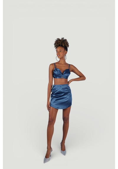 Holly Lolly Askılı Crop Saten Fancy Büstiyer Lacivert
