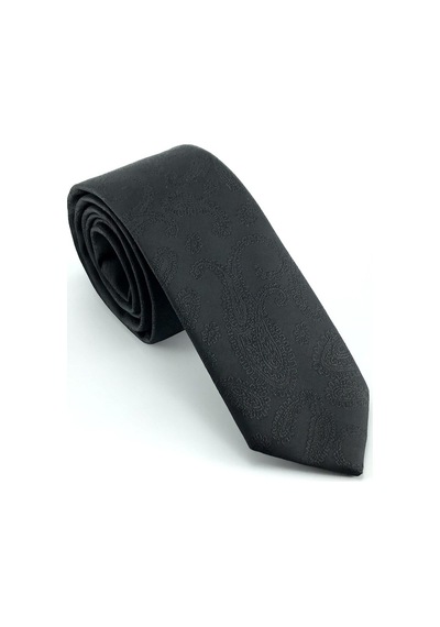 Pierroni Siyah Şal Desen Slim Kravat (484902734) Siyah