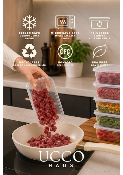 10 Adet 500ml Ekonomik Plastik Buzdolabı Dondurucu Erzak Sızdırmaz Saklama Kabı Buzluk Organizer Şeffaf