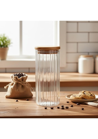 Linie Serisi Bambu Kapaklı Borosilikat Cam Kavanoz - 350 Ml Çizgili Vakumlu Baharatlık, Çay Ve Kahve Saklama Kabı Çok Renkli Linie Serisi Bambu Kapaklı Borosilikat Cam Kavanoz - 350 Ml Çizgili Vakumlu Baharatlık, Çay Ve Kahve Saklama Kabı Çok Renkli