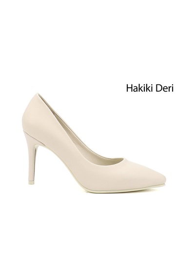 Gönderi(R) Gönderi R Bej Platinum Sivri Burun İnce Topuklu Hakiki Deri Stiletto Bej