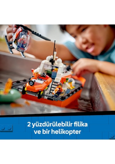 LEGO® City Sahil Güvenlik Kurtarma Botu ve Helikopteri 60504 -7 Yaş ve Üzeri Çocuklar için Yaratıcı Oyuncak Yapım Seti (742 Parça)