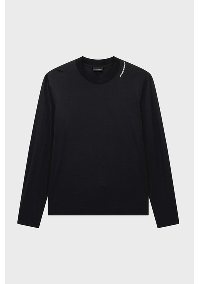 Emporio Armani İpek Karışımlı Bisiklet Yaka Uzun Kollu T Shirt Erkek T Shirt Em006771 Af13721 Uc001 Siyah