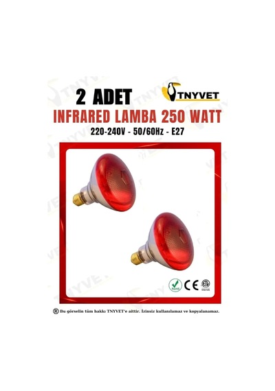 2 Adet/tnyvet E27 Duylu 250 Watt Infrared Isıtıcı Lamba Hayvan Barınakları İçin Etkili Isıtma 250 Watt / 2 Adet