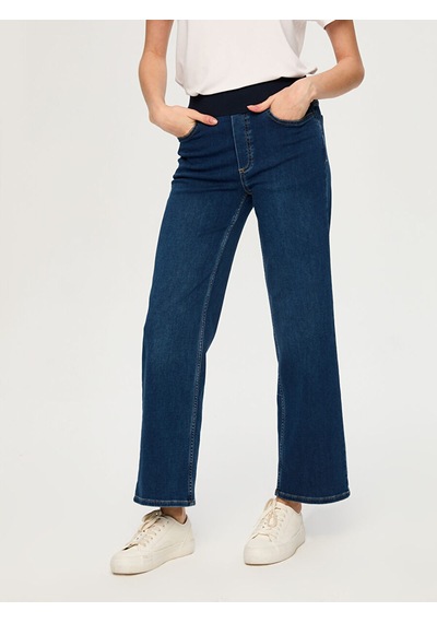 Faik Sönmez Wide Leg Fit Beli Lastikli Rahat Jean Pantolon S26jpn016 Us26jpn01627 İndigo