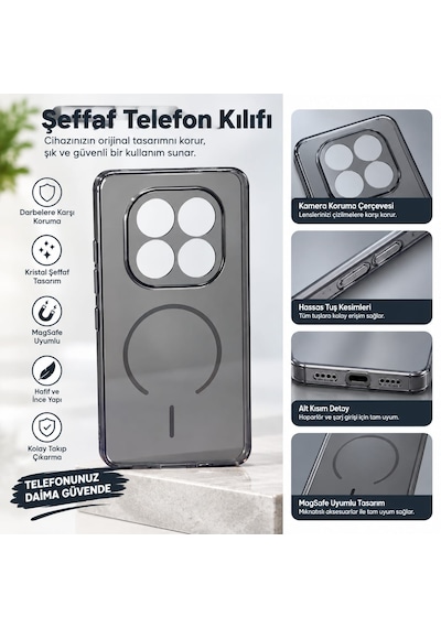 Redmi Note15 Pro Mat Siyah Şeffaf Silikon Mat Şeffaf
