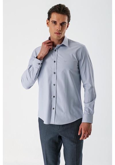 İmza Gri Uzun Kollu Armürlü Cepsiz Pamuklu Likralı Slim Fit Dar Kesim Gömlek 1004240193-gri Gri İmza Gri Uzun Kollu Armürlü Cepsiz Pamuklu Likralı Slim Fit Dar Kesim Gömlek 1004240193-gri Gri