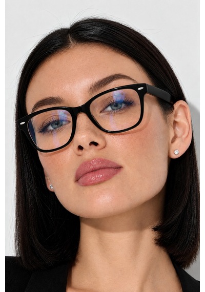 Wayfarer Siyah Mavi Işık Koruyucu Optik Uyumlu Çerçeveli Gözlük Şeffaf