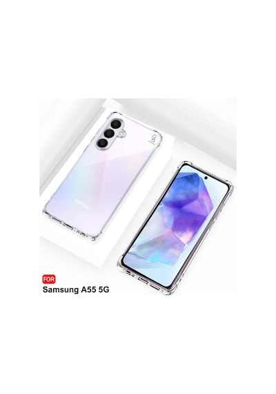 Samsung Galaxy A55 Uyumlu Köşe Dolgulu Anti Shock Telefon Kılıfı Ve Kırılmaz Cam Ekran Koruyucu