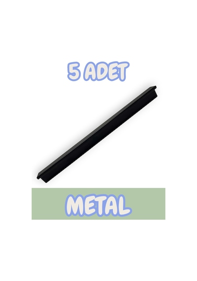 Fulya Alüminyum Metal Lüks Modern Mobilya Çekmece Mutfak Dolabı Kulpu Siyah 96mm 5 Adet Siyah