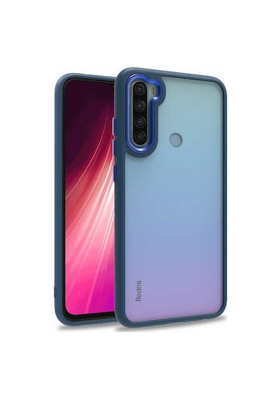 Kilifone - Redmi Note 8 Uyumlu Kılıf Koruyucu Arkası Şeffaf Renkli Kenarlı Flora Kapak - Mavi - T23437