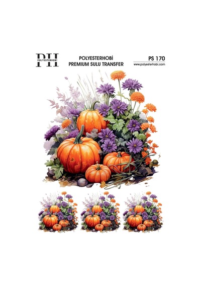 Polyesterhobi Premium Sulu Transfer 25x35 Çiçek Ve Kabak Desenli Ps 170