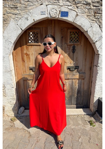 Gigi Wardrobe Scarlet Breeze Elbise Kırmızı Kırmızı