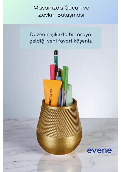 Kalemlik Masa Kalemliği Organizer Kalemlik Altın Renk Model 89 Çok Renkli